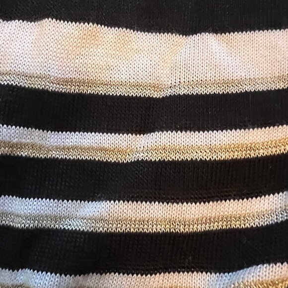 White House Black Market, Size XS Black & White Striped Cardigan, gold detail - Picture 5 of 6